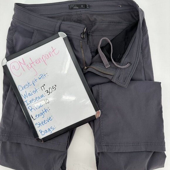 PrAna Halle Nylon Gray Stretchy Convertible Roll Tab 10 Hiking Lightweight Pants - Picture 7 of 7